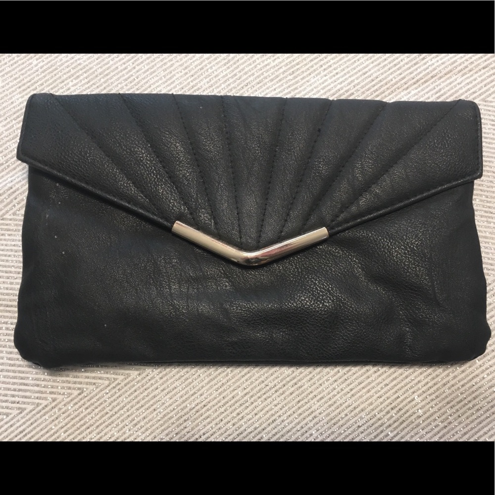 New Look black faux leather clutch